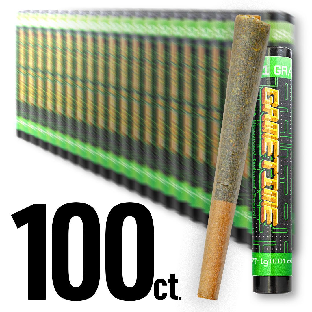 100 PACK Game Time HYBRID - THCa Diamonds Infused Pre Rolls - 100 BULK - Buds-goods 100 PACK Game Time HYBRID - THCa Diamonds Infused Pre Rolls - 100 BULK